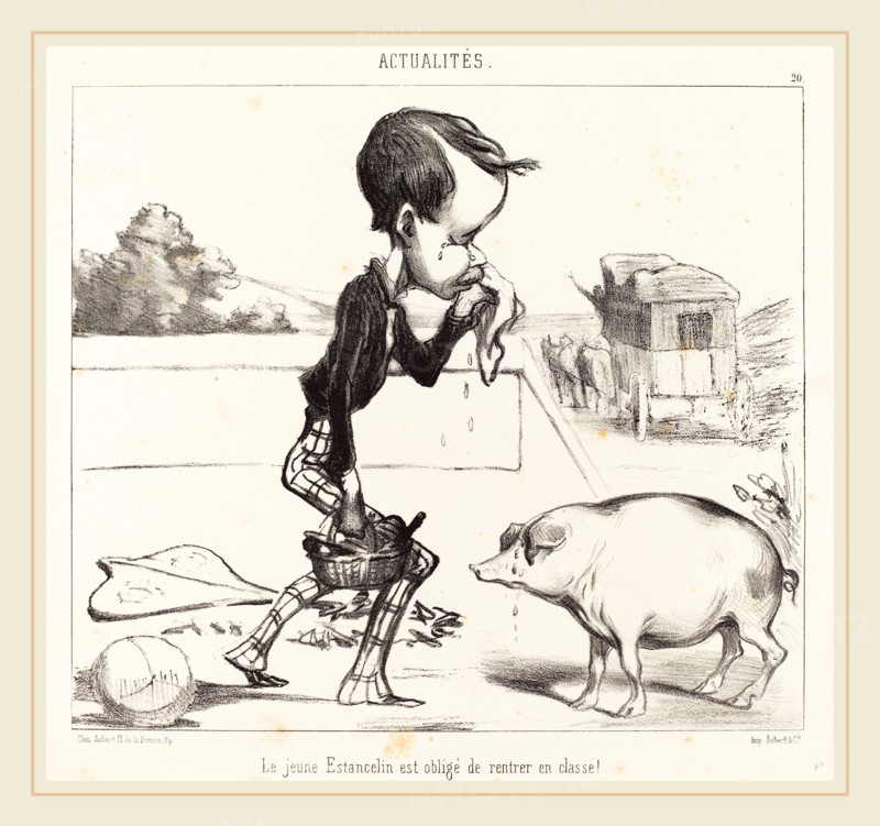 Honoré Daumier (French, 1808-1879), Le Jeune Estancelin est obligé de rentrer en classe!, 1849, lithograph