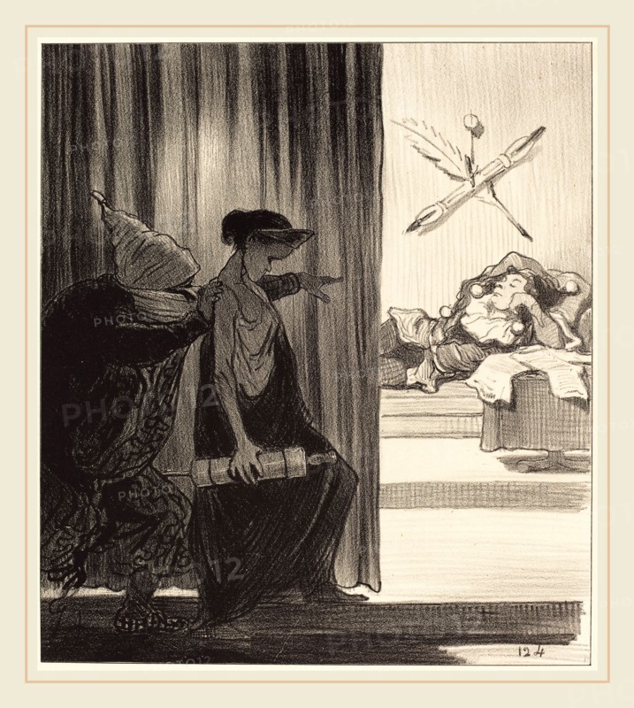 Honoré Daumier (French, 1808-1879), Clytemnestre poussée par mimi Véron, 1850, lithograph