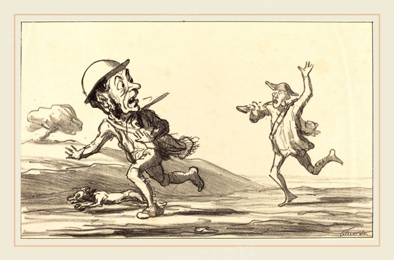 Honoré Daumier (French, 1808-1879), Allons bon! il parait chasse réservée, 1864, lithograph
