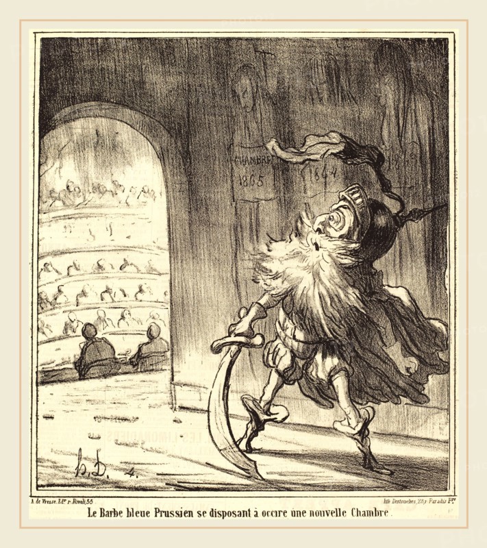 Honoré Daumier (French, 1808-1879), Le Barbe bleu Prussien, 1866, lithograph on newsprint