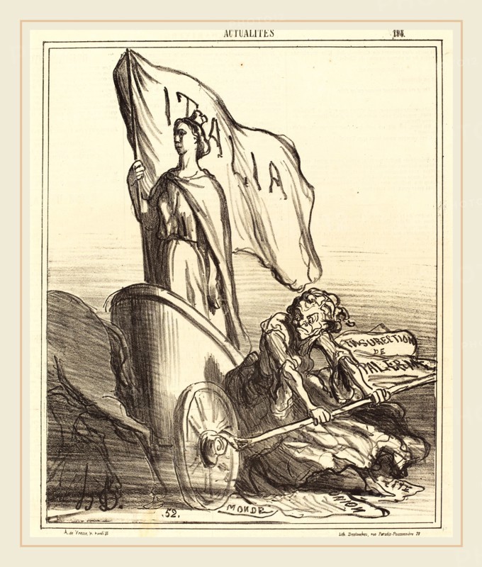 Honoré Daumier (French, 1808-1879), La Presse réactionnaire cherchant en vain, 1866, lithograph on newsprint