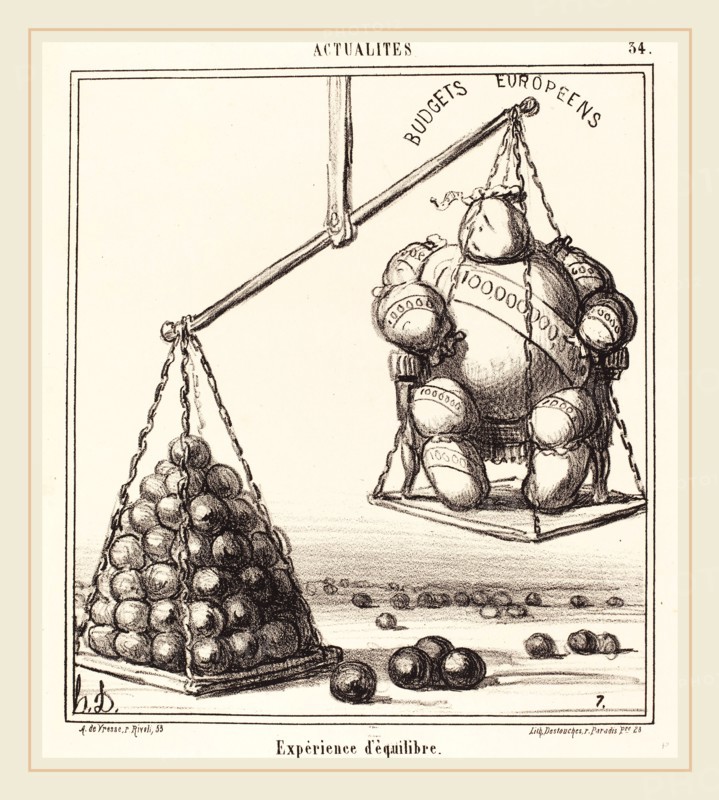Honoré Daumier (French, 1808-1879), Expérience d'équilibre, 1868, lithograph
