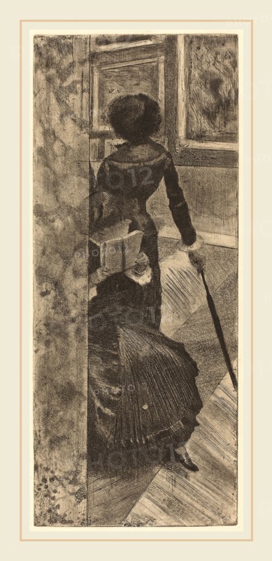 Edgar Degas (French, 1834-1917), Mary Cassatt at the Louvre: The Paintings Gallery (Au Louvre: La Peinture), c. 1879-1880, etching, aquatint, drypoint, and electric crayon on wove paper