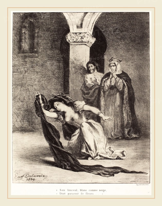 EugÃ¨ne Delacroix (French, 1798-1863), The Song of Ophelia (Act IV, Scene V), 1834, lithograph