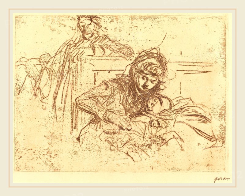 Jean-Louis Forain, Evidence at the Hearing (first plate), French, 1852-1931, 1908, soft-ground etching (zinc)