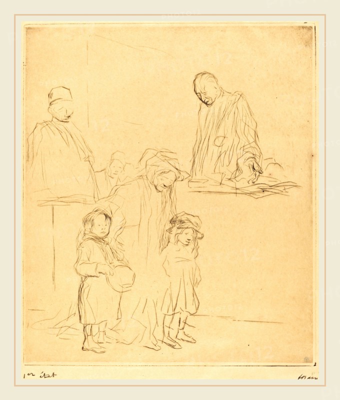Jean-Louis Forain, Coming Out of the Hearing (first plate), French, 1852-1931, 1909, etching