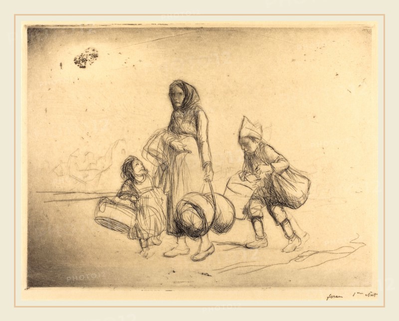 Jean-Louis Forain, The Return Home, French, 1852-1931, c. 1915, etching and drypoint