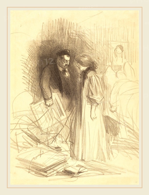 Jean-Louis Forain (French, 1852-1931), "I don't dare take them down it would hurt him too much.", c. 1892, lithograph