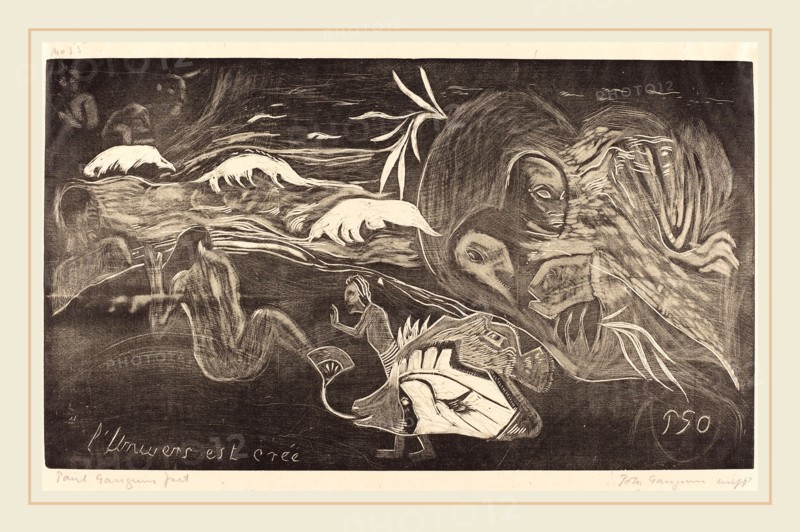 Paul Gauguin (French, 1848-1903), The Universe is Created (L'Univers est cree), c. 1894, woodcut printed in black and gray by Pola Gauguin in 1921