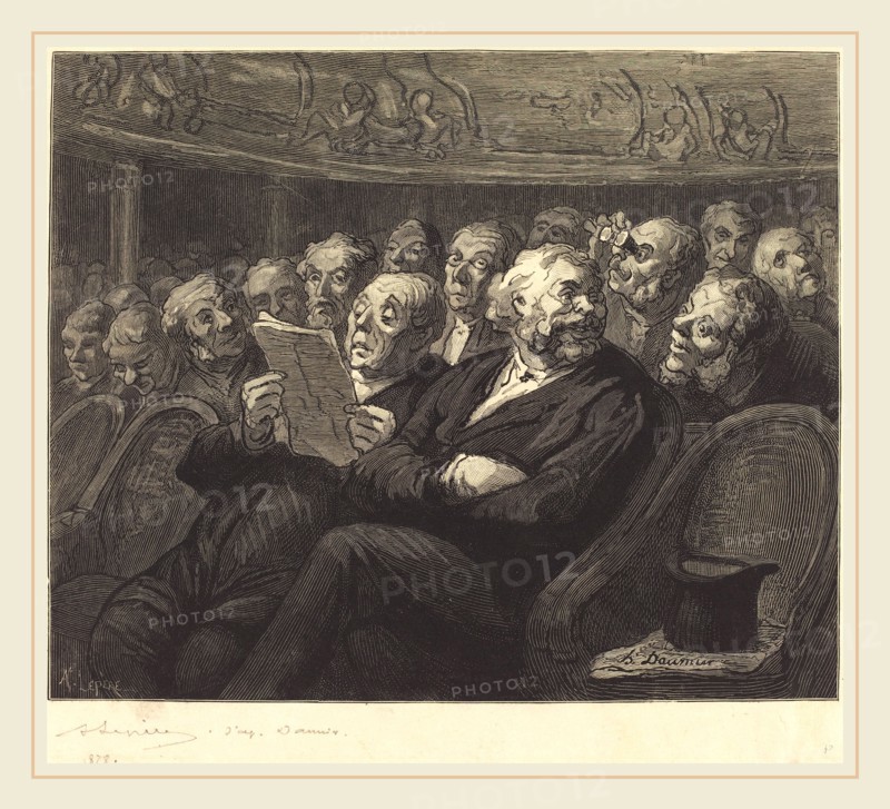 Auguste LepÃ¨re after Honoré Daumier (French, 1849-1918), Les Fauteuils d'orchestre, 1878, wood engraving