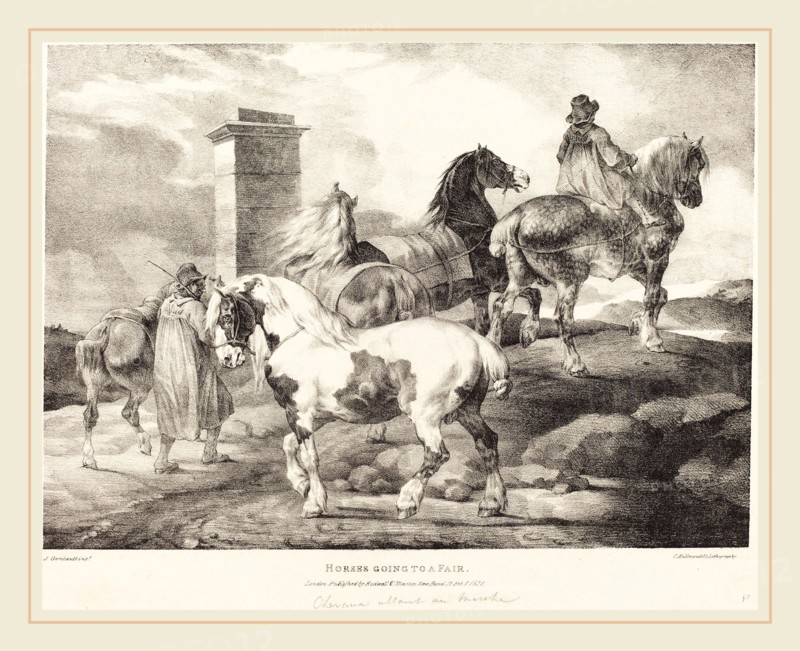 Théodore Gericault (French, 1791-1824), Horses Going to a Fair, 1821, lithograph