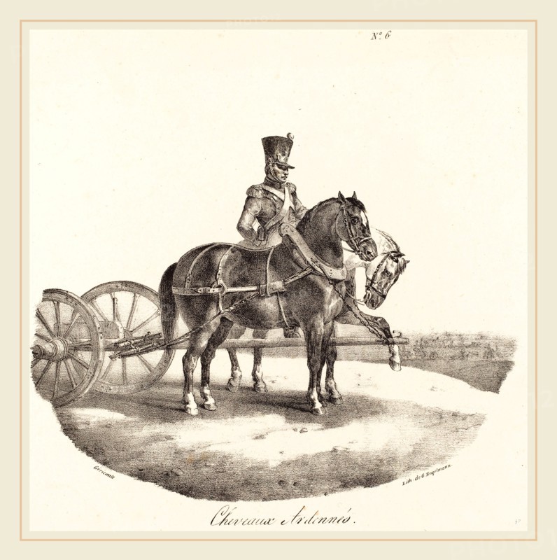 Théodore Gericault (French, 1791-1824), Cheveaux des Ardennes, 1822, lithograph on wove paper
