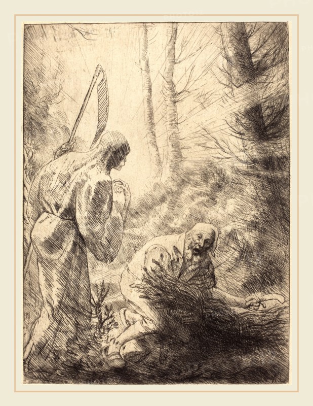 Alphonse Legros, Death and the Woodcutter, 2nd plate (La Mort de le bucheron), French, 1837-1911, etching? and drypoint
