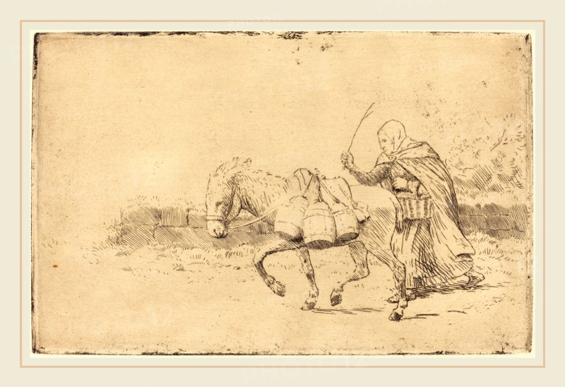 Alphonse Legros, Milkmaid of Boulogne, 1st plate (Laitiere a Boulogne), French, 1837-1911, etching
