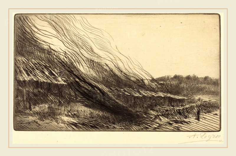 Alphonse Legros, Rope-yards (Les corderies), French, 1837-1911, etching and drypoint