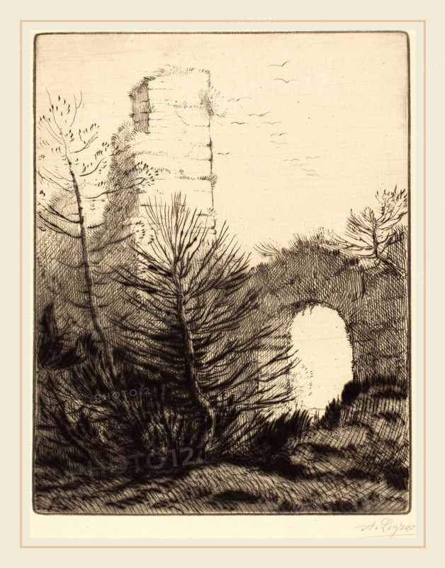 Alphonse Legros, Ruins of a Monastery (Les ruines du monastere), French, 1837-1911, drypoint and etching