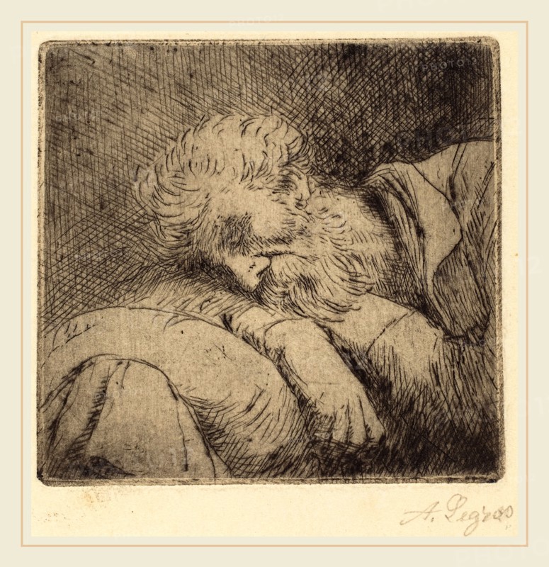 Alphonse Legros, Sleeping Beggar (Mendiant endormi), French, 1837-1911, etching and drypoint