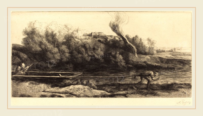 Alphonse Legros, Landscape with Boat, 2nd plate (Paysage au bateau), French, 1837-1911, etching