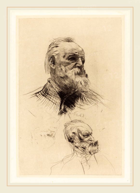 Auguste Rodin (French, 1840-1917), Victor Hugo, De Trois Quarts, 1884, drypoint