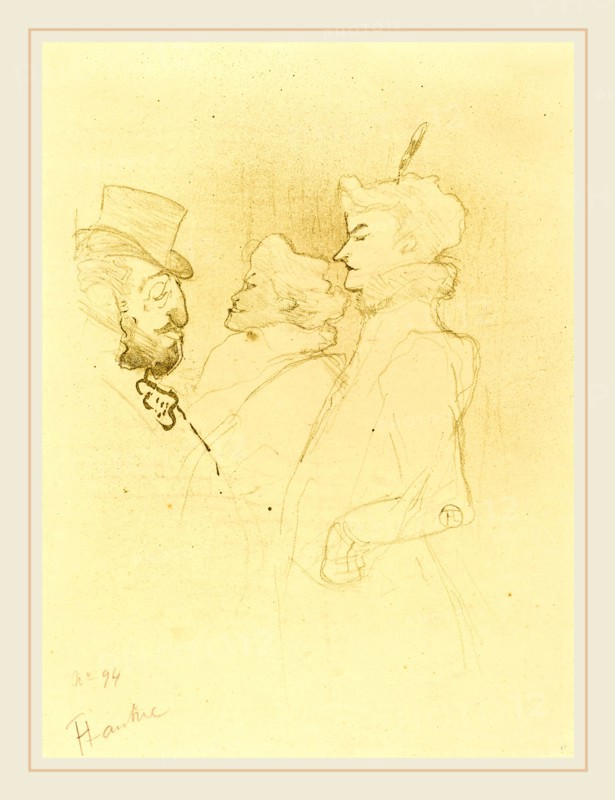 Henri de Toulouse-Lautrec (French, 1864-1901), Why Not?Once Is Not a Habit (Pourquoi pas?Une fois n'est pas coutume), 1893, lithograph in olive green on velin paper