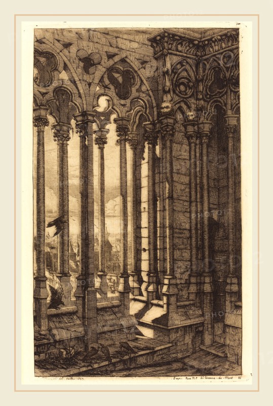 Charles Meryon (French, 1821-1868), La galerie Notre-Dame, Paris (The Gallery of Notre Dame, Paris), 1853, etching