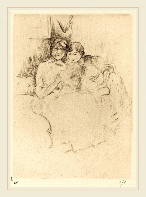 Berthe Morisot (French, 1841-1895), The Drawing Lesson, 1888-1890, drypoint [reprinted by Ambroise Vollard]
