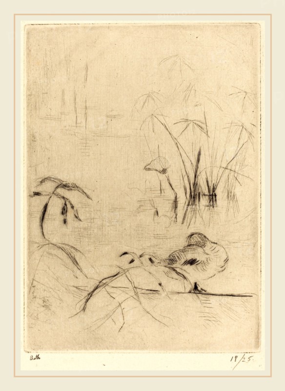 Berthe Morisot (French, 1841-1895), Ducks at Rest on the Bank, 1888-1890, drypoint [reprinted by Ambroise Vollard]