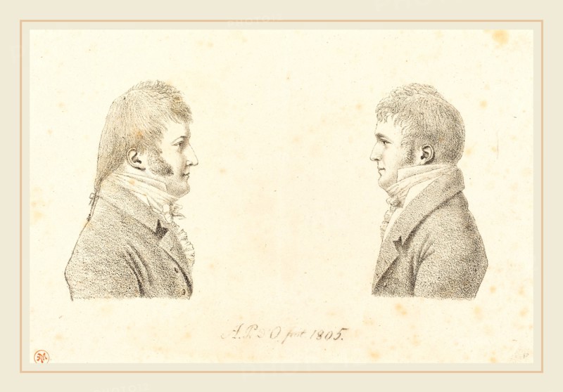 Antoine Marie Philippe Louis d' Orléans, duc de Montpensier (French, 1775-1807), Self-Portrait and the Artist's Brother, 1805, lithograph