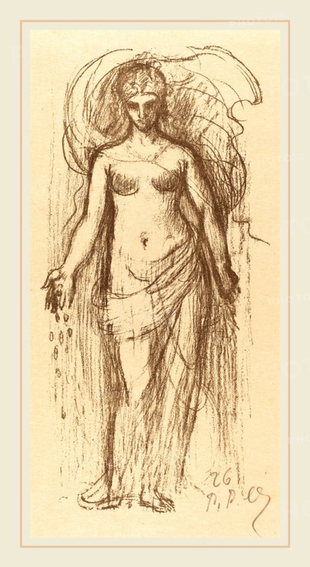 Pierre Puvis de Chavannes (French, 1824-1898), Study of a Woman (Abundance), 1895, lithograph in brown on laid paper
