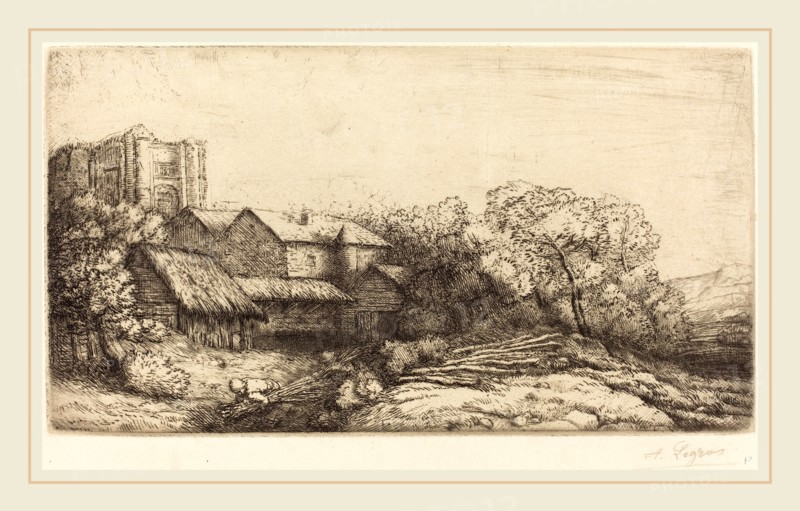 Alphonse Legros, Farm at the Monastery (La ferme de l'abbaye), French, 1837-1911, etching and drypoint