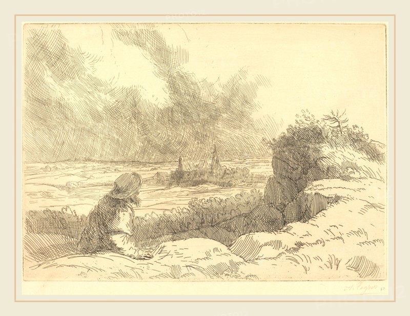 Alphonse Legros, Landscape (Paysage), French, 1837-1911, etching
