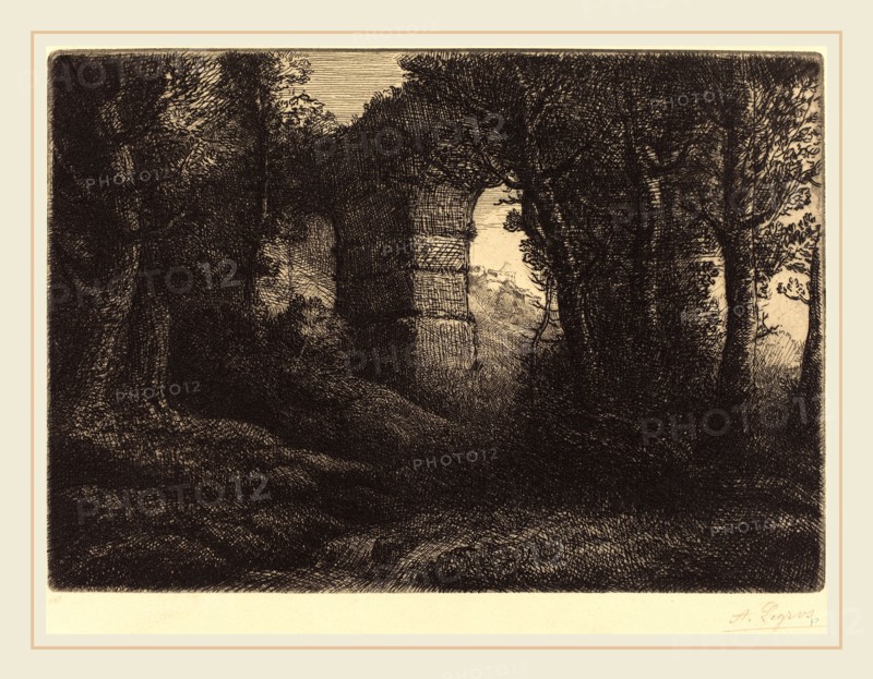 Alphonse Legros, Ruins of an Ancient Aqueduct (Ruine d'un ancien aqueduc), French, 1837-1911, etching