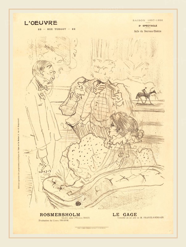 Henri de Toulouse-Lautrec (French, 1864-1901), Rosmersholm; Le Gage, 1897, lithograph in black on wove paper
