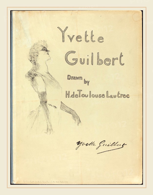 Henri de Toulouse-Lautrec (French, 1864-1901), Cover, Yvette Guilbert, 1898, lithograph on green-blue paper