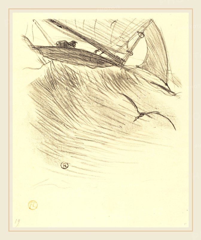 Henri de Toulouse-Lautrec (French, 1864-1901), Les hirondelles de mer, 1895, lithograph in black on velin paper