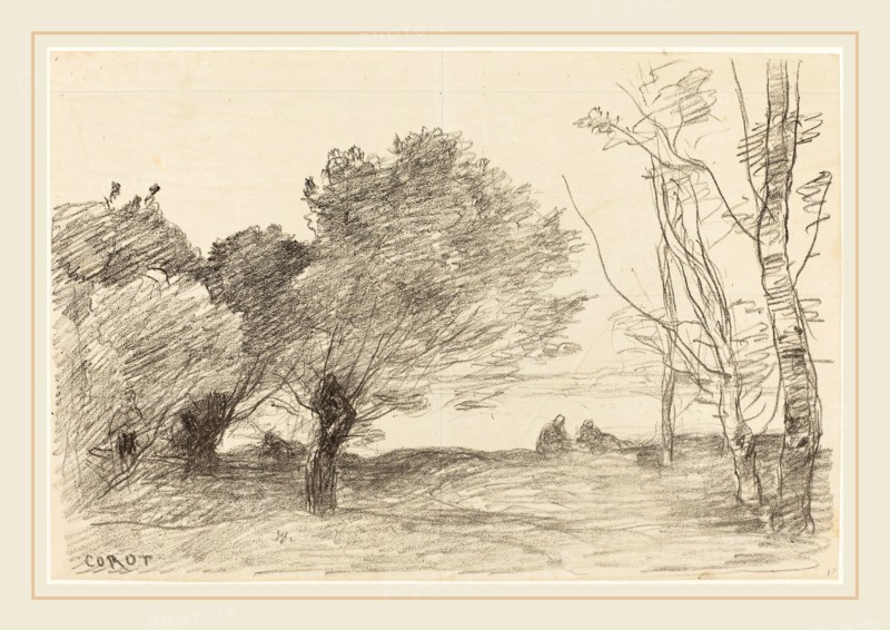 Jean-Baptiste-Camille Corot (French, 1796-1875), Willows and White Poplars (Saules et peupliers blancs), 1871, lithograph