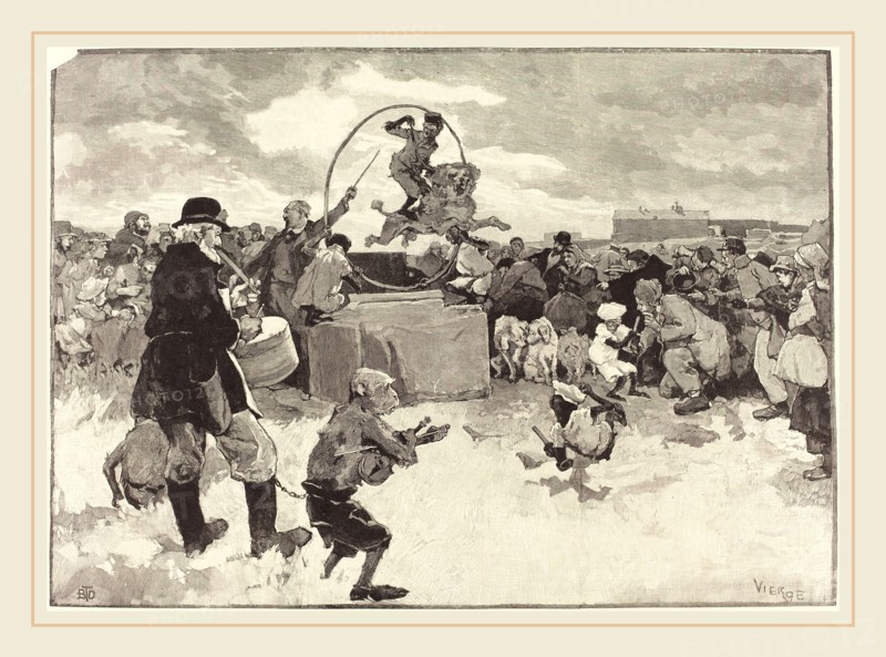 Daniel Vierge (Spanish, 1851-1904), Les Chiens savants, 1883, wood engraving