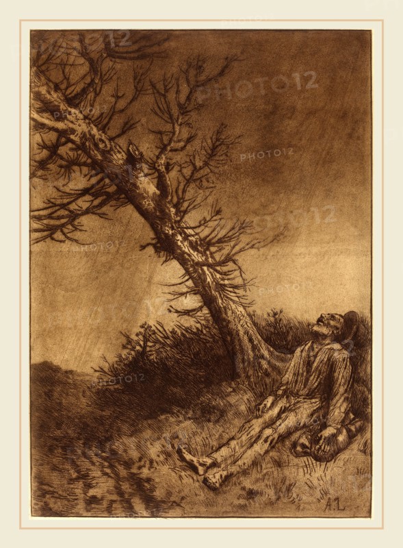 Alphonse Legros, Death of the Vagabond (La mort du vagabond), French, 1837-1911, etching, aquatint and drypoint