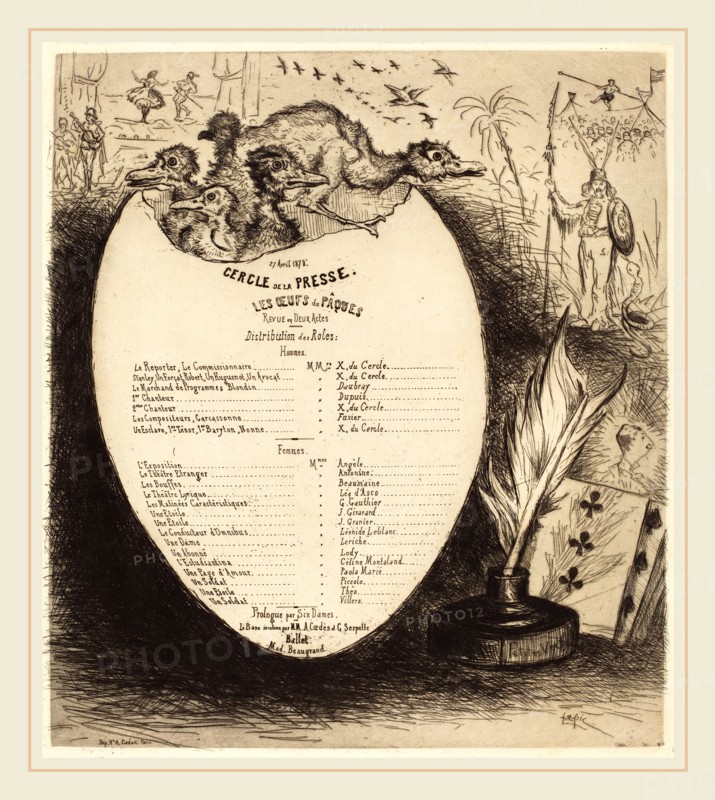 Vicomte Ludovic Napoléon Lepic (French, 1839-1889), Les Oeufs de PÃ¢ques, 1878, etching in black on laid paper (edition state with letters)
