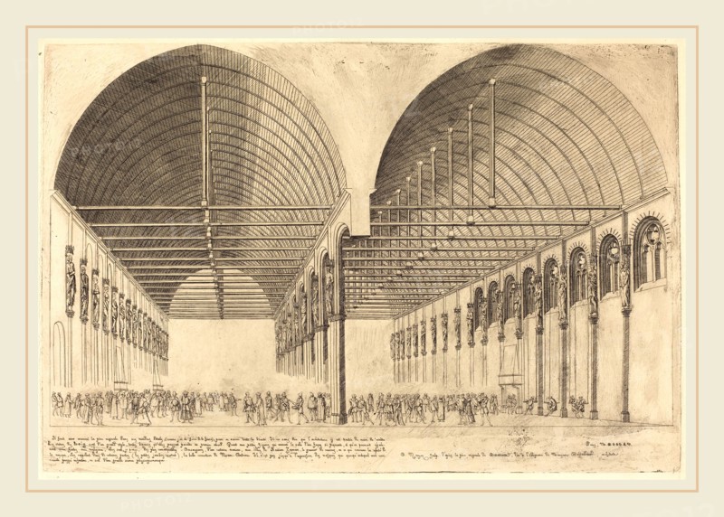 Charles Meryon (French, 1821-1868), La salle des pas-perdus Ã  l'ancien Palais-de-Justice, Paris (The Antechamber of the Palace of Justice, Paris), 1855, etching