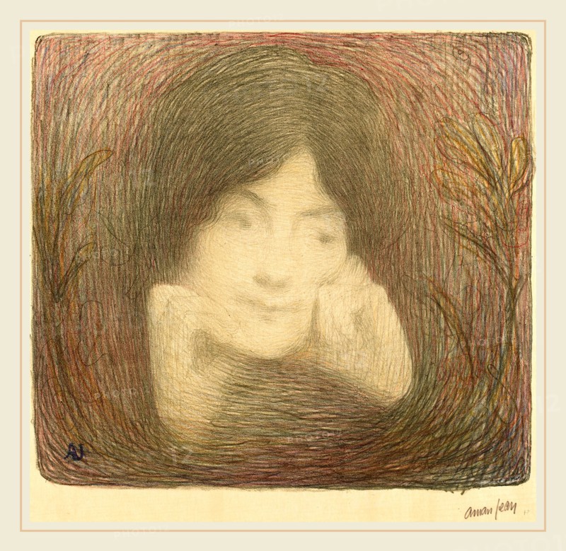 Edmond Aman-Jean (French, 1860-1936), Mlle Moréno de la Comédie-FranÃ§aise, 1897, color lithograph on japan paper