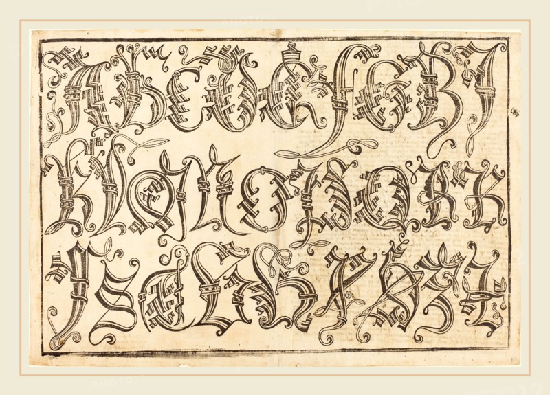 German 15th Century, Ornamental Alphabet, 1480-1490, woodcut
