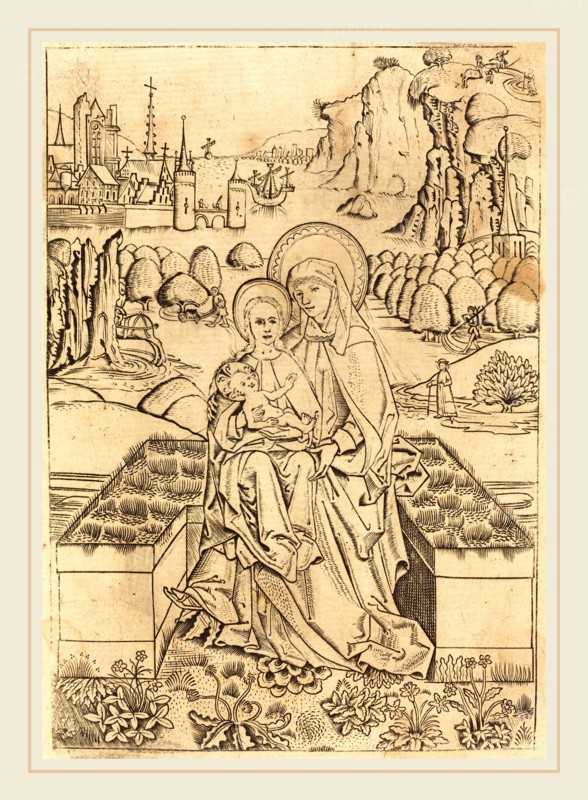 Master of St. Sebastian (German, active c. 1470-1490), The Madonna and Child with Saint Anne, c. 1460, engraving
