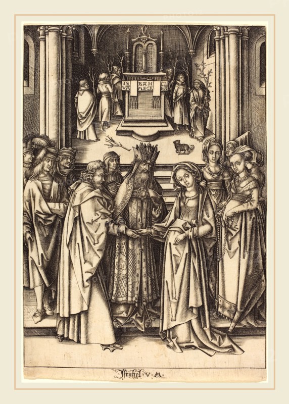 Israhel van Meckenem after Hans Holbein the Elder (German, c. 1445-1503), The Marriage of the Virgin, c. 1490-1500, engraving
