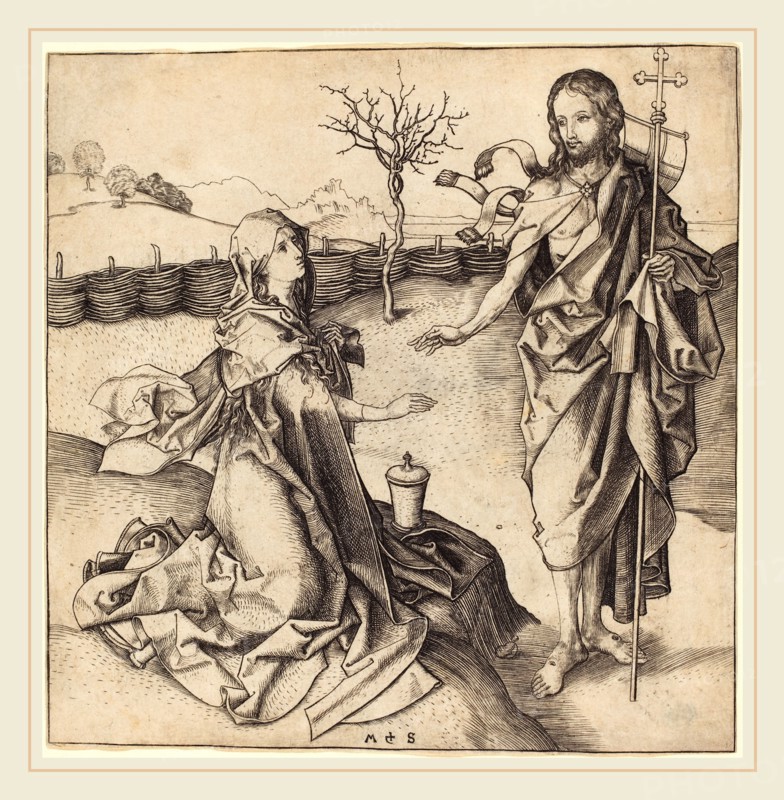 Martin Schongauer (German, c. 1450-1491), Christ Appearing to Mary Magdalene, c. 1480-1490, engraving on laid paper