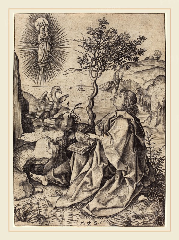 Martin Schongauer (German, c. 1450-1491), Saint John on Patmos, c. 1475-1480, engraving on laid paper