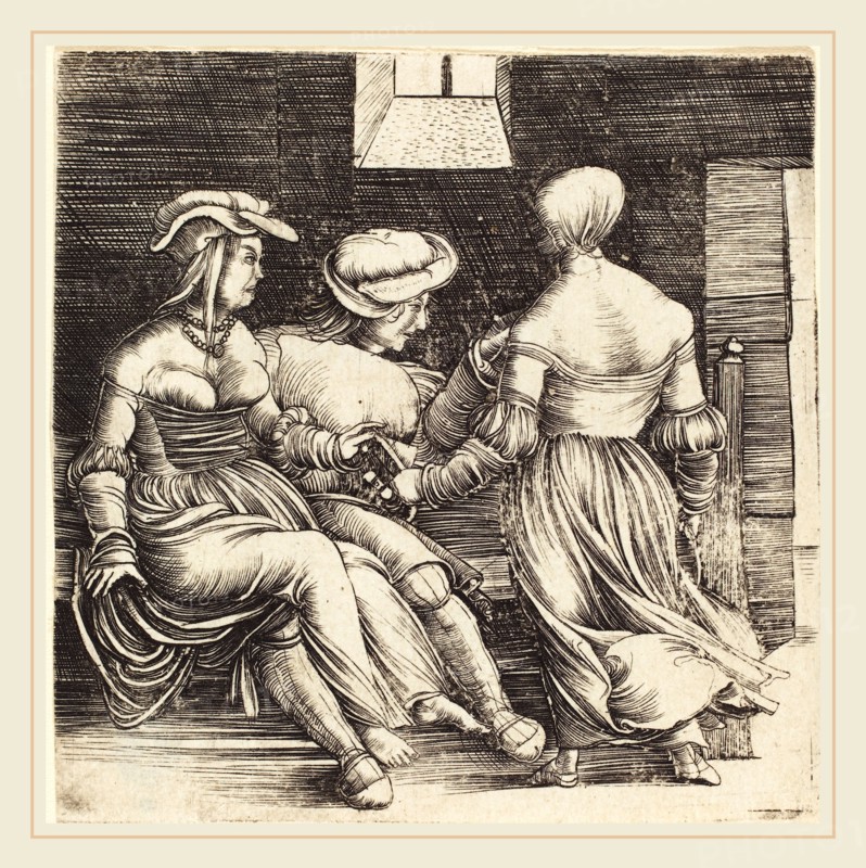 Erhard Altdorfer (German, active 1512-1561), Young Man and Maids, 1506, engraving
