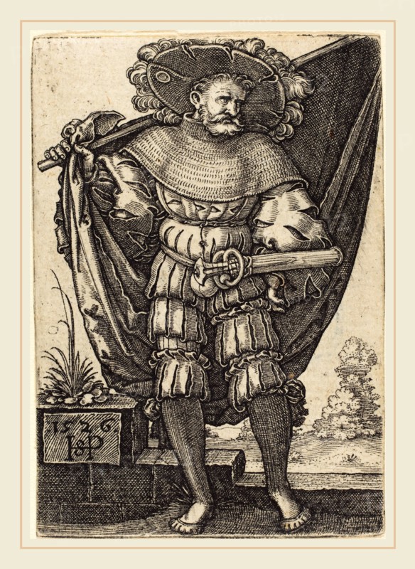 Sebald Beham (German, 1500-1550), Standard Bearer, 1526, engraving