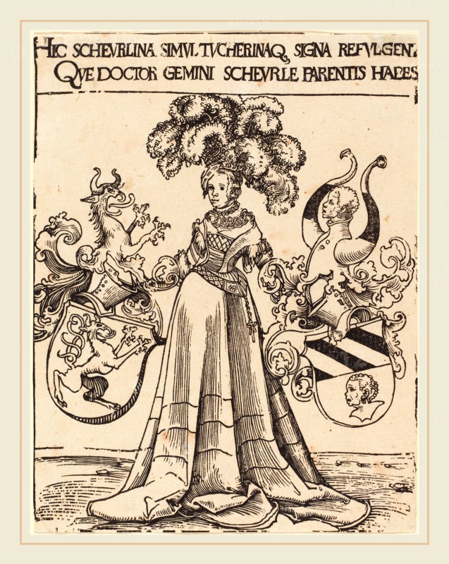 Lucas Cranach the Elder (German, 1472-1553), Bookplate of Scheurl and Tucher, woodcut