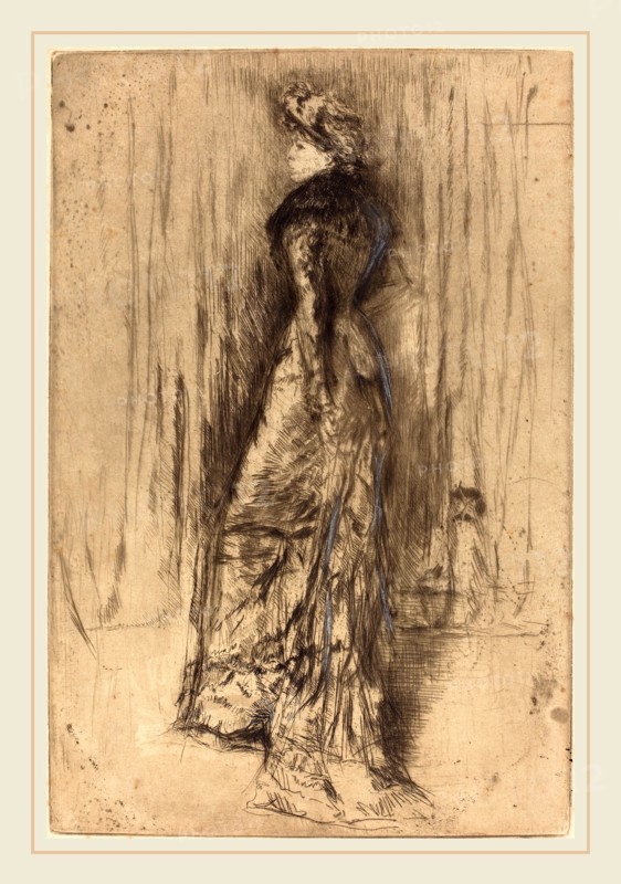 James McNeill Whistler (American, 1834-1903), Maud, Standing, c. 1873, etching and drypoint with white chalk